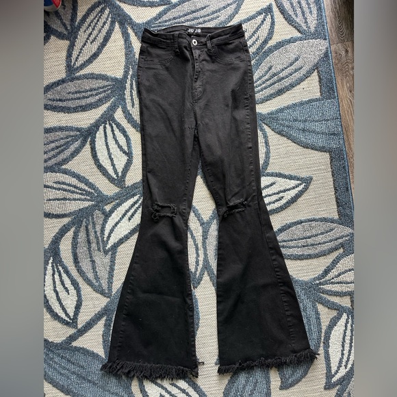 JC & JQ Distressed Flare Bell Bottom Denim Jeans - Picture 3 of 9